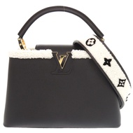Like New Louis Vuitton Capucines MM M59073 IC Taurillon Leather Shearling Black Handbag LV 0237 [Use