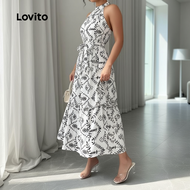 Lovito Gaun Boho Berlapis Bertingkat Musim Semi/Musim Panas untuk Wanita LBL30293