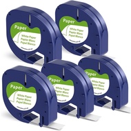 5-Pack Compatible Dymo Letratag Label Tape 91200 91330 White Paper Tape Refills, 1/2" x 13' for Dymo