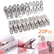 20 Pcs Stainless Steel Clamp Windproof Clothespin Small Flat Duck Silver Hanger Open Folder Flat Fol