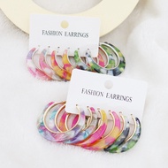 New Amber Personality Retro Style Earrings Earrings Set Temperament Color Retro Earrings