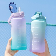 2L Water Bottle Botol Air 2000ML Water Bottle With Straw Air Botol 大容量水瓶水壶水罐