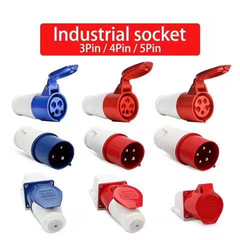 IP44 Industrial Plug and Socket Waterproof Connector 3PIN 4PIN 5PIN 16A/32A Waterproof Electrical Co