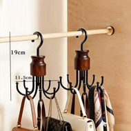 Space-saving 8-hook wooden hanger