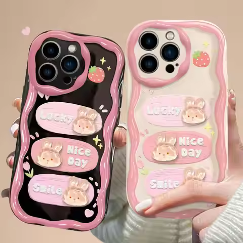 Lucky Bear Rabbit Wave TPU Phone Case For Huawei Y9S P40 Lite P60 Pura 70 Pro Nova 11i 12i 9 10 11 1