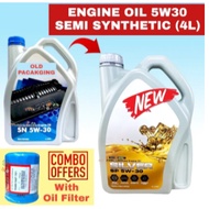 NEW PACKAGING  ORIGINAL HONDA GENUINE SEMI SYNTHETIC HONDA 5W30 ENGINE OIL (4L) + OIL FILTER 5W30 MI
