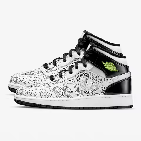 Nike Authentic Air Jordan1 Mid AJ1 High-Top GS Basketball Shoes DC4099-100