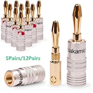 10pcs(5pairs)/24pcs(12pairs) Banana Plug 24K Gold Nakamichi Speaker Jack Connector Audio Accessory