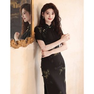 cheongsam cheongsam muslimah plus size cheongsam dress Black Cheongsam Summer New Style 2025 New Chi