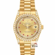 【大眾名錶】ROLEX 勞力士 18388 Day-date 蠔式18K金 原面未翻寫 小紅寶多層鑽面 大眾名錶G231