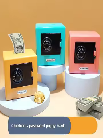 Mini ATM Piggy Bank ATM Machine Best Gift,Code Piggy Bank Money Counter Safe Box Coin Bank for Boys