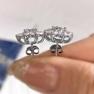 DW 0.5Ct Moissanite Flower Diamond Stud Earrings Women's