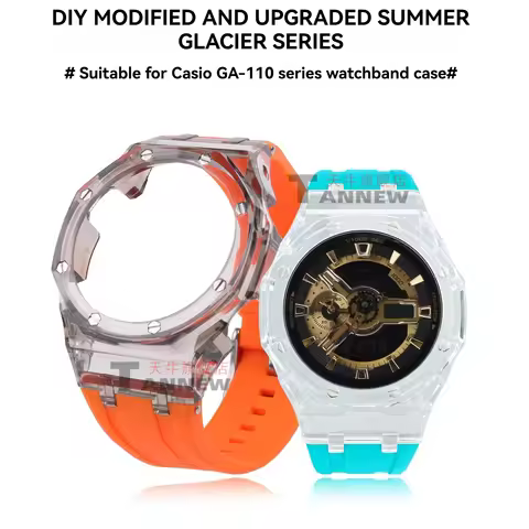 DIY Modificat For Casio GA-110 GA-100 GAX-100 Clear Transparent Case Strap Mod Kit Octagonal CasiOak