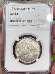 NGC-MS61 英屬印度1941年 1盧比 銀幣 NGC評級幣