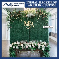 dekorasi nama inisial backdrop wedding akrilik | cutting huruf akrilik