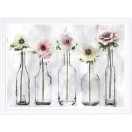 Botanical Framed Wall Art Prints Anemone Floral Home Décor 1 x 13 Gray Pink