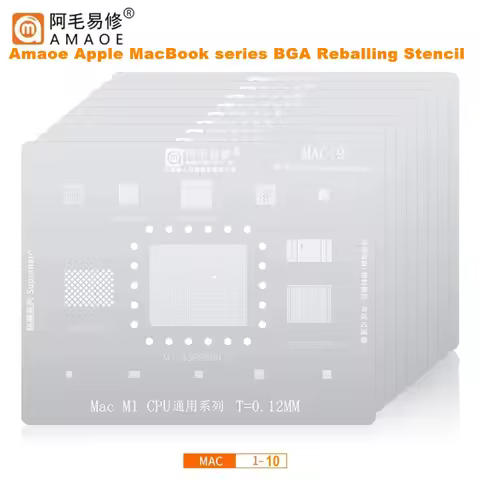 Amaoe M1-M10 BGA Reballing Stencil for Apple MacBook Series MAC Pro A2159 A1706 A1707 IC CPU SSD DDR