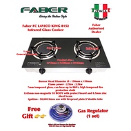 Faber Gas Cooker Stove FC LAVICO KING 8152 Tempered Glass (Infrared Burner) + Milux Gas Regulator M-168HPH