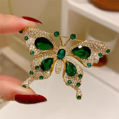 Dazzling Butterfly Rhinestone Brooches; Classic Women's Insect Lapel Pins; Ideal Banquet Party Jewel