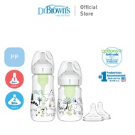 Dr. Brown's Anti-Colic Options+ PP Wide Neck Sampler Kit, Jungle+Dino, 2 Bottles, (1x5oz/150ml lvl 1
