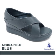 AROMA POLO Stitched Comfort Ladies Wedges (AP23-042) Kasut Wanita Kasut Tumit Kasut Kasut Selesa Kas