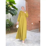 midi dress muslim terbaru aquila dres baju gamis remaja korean style - lemon all size