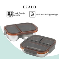 EZALO Duska 304 Stainless Steel Rectangle Snap Lock Storage Container Bento Lunch Box With Compartme