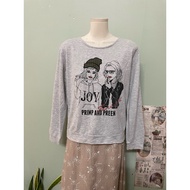 Women's gray long-sleeved printed T-shirt size m a84