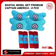 CAPTAIN AMERICA Car Seat Cushion / Neck Pillow Accessories Set of 8 PCs