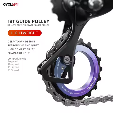 CYCLAMI 18T Ceramic Bearing Eccentric Jockey Wheel Hollow Guide Pulley 9-12 Speed Bike Derailleur Pa