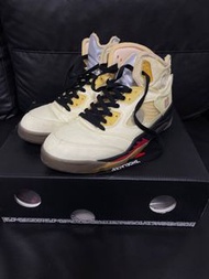 Nike Jordan 5 x off white sail fire red us11