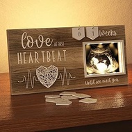 LED Illuminated Baby Sonogram Picture Frame - Countdown Weeks Feature, 4"x3" Ultrasound Photo for Pr