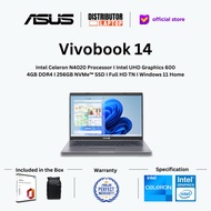 Laptop Asus Vivobook intel Celeron RAM 4GB 256GB SSD OHS Windows 11