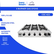 Chelstar Stainless Steel 6 Burner Dapur Gas Tekanan Rendah Low Pressure 6 Burner Gas Stove CGC-622