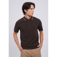 WOOD Knit POLO Shirt with Zip Opening 2-PSILXC126B016 COFFEE
