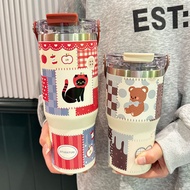 High-Value Outdoor Cartoon Large-Capacity Double-Drinking Cute Big Mac Thermos Cup Portable Cold Sto