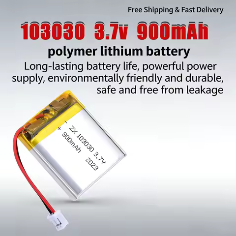 3.7V 900mAh 103030 Lipo Battery, Rechargeable Lithium Polymer Cell for Bluetooth Speaker, Handheld F