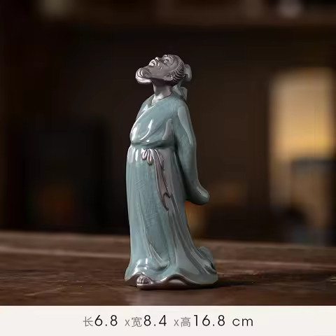 Ancient Historical Figures Such As The Tea Master Lu Yu, Ya, Li , And Li Bai'S Sculpture, Zen-Inspir
