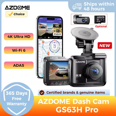 AZDOME GS63H Pro Dash Cam with ADAS 4K+1080P 2.4" IPS Screen Built-in WiFi 6 GPS APP Control Car DVR