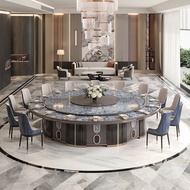 BW88/ European Business Hotel Dining Table Large round Table Mild Luxury Marble Stone Plate Dining Tables and Chairs Set
