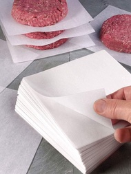 100入組吸油漢堡肉餅紙純色方形不粘硅油紙用於冷凍壓制肉餅