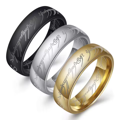 The Lord of the Rings Stainless Steel Punk Men 6MM Finger Ring Fashion Couple Jewelry Gift