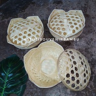 PUTIH White BLICING CUTE BASKET LOTUS BAMBOO BOWL 187-30CM / lotus basket / lotus hamper / woven bam