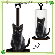 SIMPLESHOP Wooden Tissue Holder, Black Cat Shape Vertical Storage Desktop Tissue Holder, Cling Film 