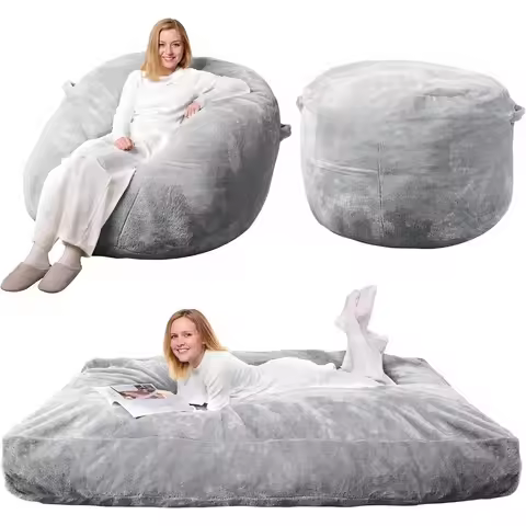 WLIVE 4FT Bean Bag Chair, Bean Bag Bed, Convertible Chair Folds from Bean Bag to Floor Mattress, Hig