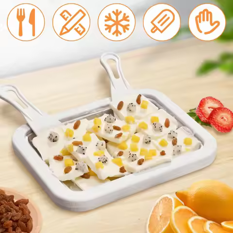 Ice Cream Maker Pan with 2 Scrapers Ice Cream Maker Plate Multifunctional Cold Sweet Fried Food Plat