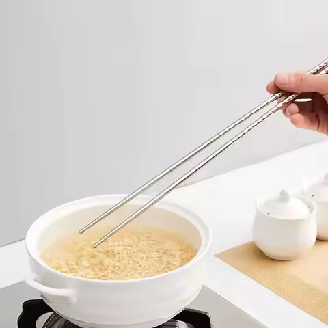 Stainless Steel Lengthened Hot Pot Chopsticks Frying Chopsticks Tableware Lo Mein Cooking Tools
