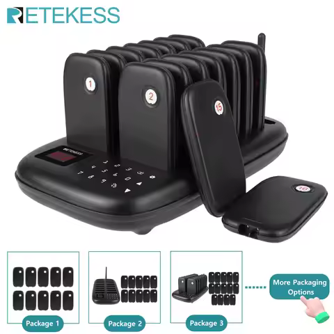 RETEKESS TD175 Restaurant Pager Wireless Calling System Vibrator Coaster Buzzer Beeper Receivers For