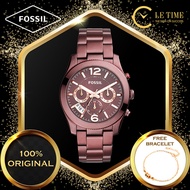 [Authentic *FREE BRACELET*] Fossil Perfect Boyfriend Multifunction Wine Stainless Steel Women Ladies