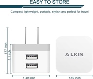 2025 2Pack USB Wall Charger plug ailkin 2.4A DUAL PORT USB Adapter Power Cube Fast CHARGING Station 